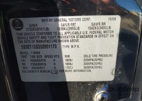 2009 Saab 9-7X 4.2I z USA, uszkodzony, nr VIN 5S3ET13S292801170